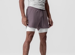 Double <b>Layer</b> Blank Men Casual Running Shorts 100% Polyester Solid Pattern Design Private Label Fitness Wear Shorts Wholesale - Product Image 2