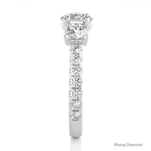 Anillo de compromiso de diamante cultivado en laboratorio de corte redondo de 1,4 quilates, regalo de aniversario de oro blanco de tres piedras para mujer - Product Image 3