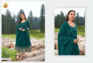 Tenue indienne élégante Eid Collection meilleur tissu Super Viscose Kurti pantalon avec Dupatta avec séquence broderie travail pas cher taux - Product Image 4