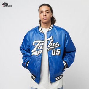 Custom Satin Baseball Teams Jacket with Front Embroidery Stand Collar for Winter Season with Team Number and Name - Product Image 2