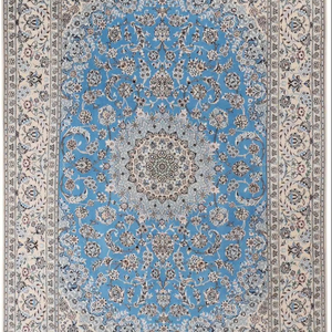 Habibian-Signed Persian Nain Design Area Rug Set Higher Knotted with Silk Highlights 9 LA Pet Friendly Eco-Friendly Medium <b>Pile</b> - Product Image 1
