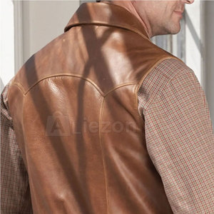 Nouveauté Gilet en cuir pour hommes Gilet en cuir véritable à séchage rapide pour hommes pour un look de cow-boy occidental - Product Image 4