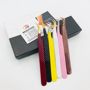 Pinzas profesionales de pestañas con volumen de logotipo personalizado de alta calidad, acero inoxidable sostenible con punta puntiaguda con revestimiento de Color personalizado - Product Image 6