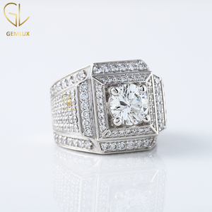 Anillo HipHop, joyería fina, nuevo diseño de moda, anillo de compromiso de diseño cuadrado de diamante Natural para hombres - Product Image 2