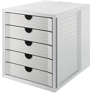 HAN Systembox Karma 5-<b>Drawer</b> Desktop Organizer Eco-Grey Housing with 80-100% Recycled <b>Plastic</b> DIN A4/DIN C4 Compatible - Product Image 1