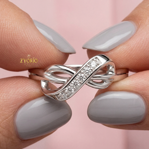 <b>Infinity</b> Diamond Ring 14K GOLD Lab Grown Diamond Twist Band Women Wedding Engagement Jewelry - Product Image 3