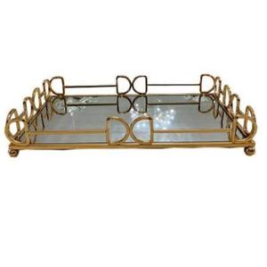 Royal Looking Decorative Tray Food Dessert Serving Rectangle Shape Metal Tray Shiny Polished Dinnerware Sweet Serving Tray - Product Image 5