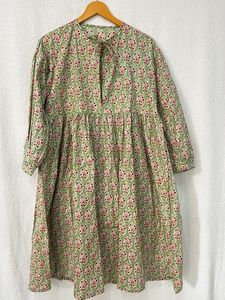 Maxi vestido con estampado de bloques florales hecho a mano de una pieza de algodón para mujer vestido de verano silueta suelta cintura Natural Boho Collage Top - Product Image 6