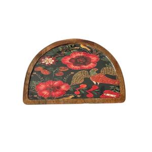 ถาดเสิร์ฟไม้ธรรมชาติพิมพ์ลายดอกไม้จานไม้รูปทรงดวงจันทร์ทำด้วยมือเทคนิคเคลือบสีความต้องการสูง - Product Image 4