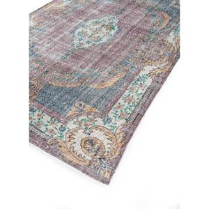 Alfombra de Lana Azul Vintage Hecha a Mano Pae-2441, Felpa para Sala de Estar, Pasillo, Habitación Juvenil, con Medallón Rectangular Abstracto - Product Image 2