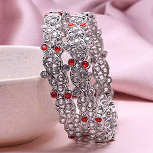 Bracelets plaqués argent en laiton de style ethnique de luxe moderne Ensemble de bracelets en argent AD inversé Bracelets de bijoux à la mode de type orthodoxe - Product Image 2