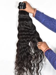 Extensions de cheveux humains vierges indiennes 100% naturelles non traitées, alignées sur les cuticules, pour femmes noires, double trame machine, couleur noire - Product Image 5