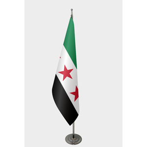 Drapeau officiel de la Syrie pour intérieur, avec logo personnalisé, impression numérique sur soie, sur mât en aluminium pour exposition - Product Image 1