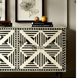 ตู้เก็บกระดูกแบบเรขาคณิตสีดำและสีขาวสุดหรูตู้เก็บของทำมือ - Product Image 3