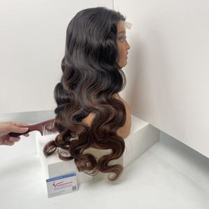 Perruques haut de gamme en cheveux humains avec ondulation naturelle, perruque longue vietnamienne, extension de cheveux avec fermeture en dentelle, raie au milieu, couleur - Product Image 1