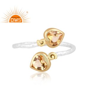 Best Quality Fine Sterling Silver Natural Citrine Gemstone <b>Adjustable</b> <b>Ring</b> Custom Jewelry Manufacturer - Product Image 2