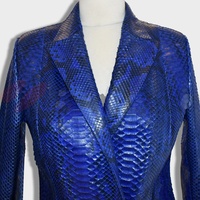 Jaket kulit timbul Blue Python untuk wanita jaket balazer kulit motif ular baru