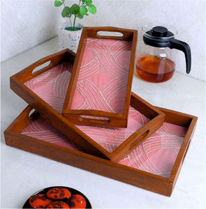 Beau plateau de service design en bois aspect naturel décoratif Technologie artisanale - Product Image 2