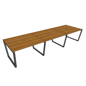 โต๊ะกลุ่ม 6 ชิ้น รุ่น BFTB013-TrapezBamboo ขนาด 360x120 ซม. พร้อมขาเหล็กประกอบสำเร็จสำหรับร้านอาหาร - Product Image 4