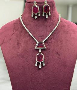 Magnifique collier plaqué or Moissanite Polki ensemble boucles d'oreilles pour femmes bijoux de créateur en plaqué or pour mariage et fête - Product Image 2