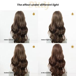 Madison-DWY 26-Inch MiraScalp Wavy Light <b>Brown</b> Glueless Synthetic Curly <b>Wig</b> for Women Loose Wave Transparent Lace - Product Image 5