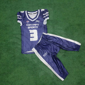 Maillots de football courts personnalisés respirants avec logo par sublimation, design imprimé, uniformes de football américain, 100% polyester, haute qualité - Product Image 1