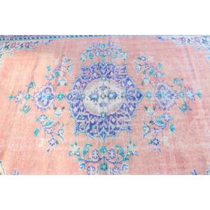Alfombra Turca Vintage de 6.2x9.5 pies (190x289 cm), Alfombra de Lana Rosa - Product Image 4