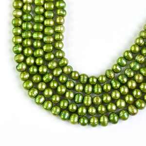 Cuentas Redondas de Perlas de Agua Dulce Verdes de 8-9 mm, Cuentas de Perlas Verdes Grandes Naturales para la Fabricación de Joyas, Hilo de Perlas Redondas de Primera Calidad - Product Image 5