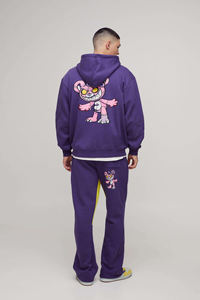 Chándales Casuales de Invierno para Hombre, Personalizados, Extra Grandes, con Capucha y Cordón, Estampado de Osito Malvado, Apliques, Transpirables, 100% Algodón - Product Image 2