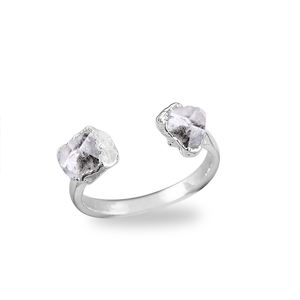 แหวนพลอย925เงินสเตอร์ลิงปรับได้สำหรับครอบครัวอัญมณีเพชรเฮอร์คิเมอร์คู่เครื่องประดับแฟชั่นชุบด้วยไฟฟ้ากันน้ำ - Product Image 1