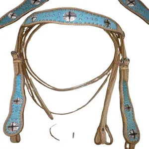 Set di collari per il seno in pelle New Head Stall con redini DD Leather Head stallo collare per il seno briglia occidentale