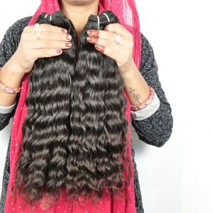 Vente en gros d'extensions de cheveux 100% naturels noirs vierges indiens temple ondulés styles afro curl faisceaux de couleur noire pour les femmes - Product Image 2