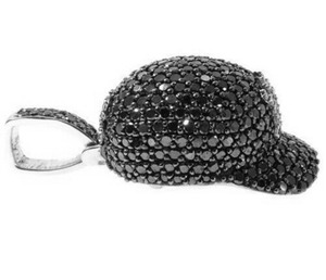 Pendentif casquette de baseball pour homme Moissanite Bijoux Hip Hop pour homme Pendentif diamant Moissanite rond noir - Product Image 2