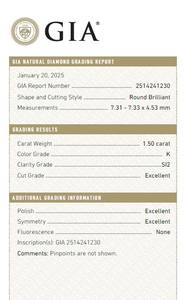 B2B d'vins เพชรพลอยสำหรับ Gia ได้รับการรับรอง1.50 CT เพชรสีขาวหลวมธรรมชาติกลม K ไหลความบริสุทธิ์การตัดอดีตขัดเงา - Product Image 3