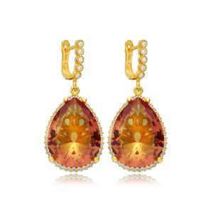 Sultanite CZ Pendiente colgante de plata en forma de pera Venta al por mayor Turco hecho a mano 925 Joyería fina de plata esterlina - Product Image 1