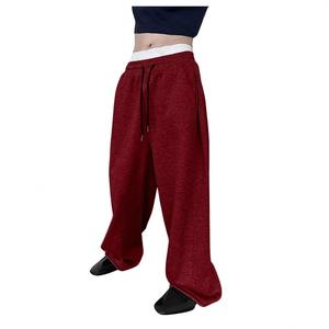 Pantalons de sport pour hommes européens et américains, taille élastique, coupe droite, jambes larges, amples, avec poches - Product Image 1