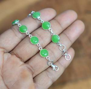 Bracelet en argent sterling avec jade vert, fait à la main, réglable, bijoux en pierres précieuses, bracelet élégant, cadeaux pour femmes - Product Image 4