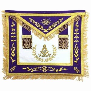 Bán Buôn Tùy Chỉnh Thiết Kế Masonic Thạc Sĩ Tạp dề Thạc Sĩ Màu Xanh Lodge Thêu Thủ Công Mỹ Nghệ Trắng Tím Vàng Fringe OEM Dịch Vụ - Product Image 6