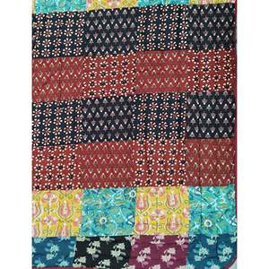 Colcha Kantha Tradicional Estampada a Mano, Colcha de Algodón con Parches Florales para Invierno y Verano, Colcha Individual Hecha a Mano - Product Image 2