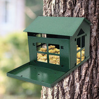 Mangeoires à oiseaux anti-écureuils JH-Mech à fixation murale ou sur pied, design mignon, pratiques à utiliser, maisons et mangeoires en métal pour écureuils