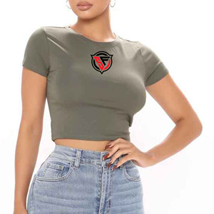 Top corto de ropa activa para mujer, Camiseta deportiva de verano de gran tamaño con mangas cortas, Top corto ecológico para gimnasio y Fitness - Product Image 2