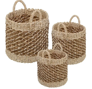 ตะกร้าหญ้าทะเล3ชุดสำหรับตกแต่งบ้านสินค้าขายดี - Product Image 1