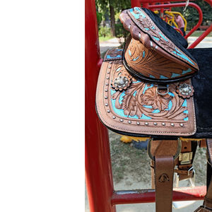 Selle de cheval sans arçon en cuir de qualité supérieure pour le plaisir occidental, le trail et le barrel racing - Product Image 3