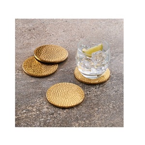 Posavasos de Metal chapado en oro de alta calidad, diseño creativo martillado, soporte de posavasos de Metal cortado con láser, gran oferta - Product Image 1