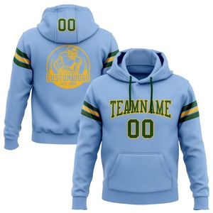 Custom Stitched <b>Light</b> Blue Green-Gold <b>Football</b> Pullover Sweatshirt Hoodie - Product Image 1