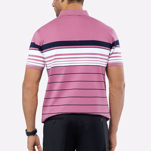 Chemises polo pour hommes, style sportif, doublure personnalisée, 100% polyester, séchage rapide, manches courtes, avec logo sur le devant et tissu tricoté - Product Image 2