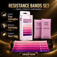 Bandas de Resistencia para Ejercicio, Juego de 5 Bandas de Látex para Fitness, Gimnasio, Yoga, Entrenamiento, Proveedor con Logotipo Personalizado