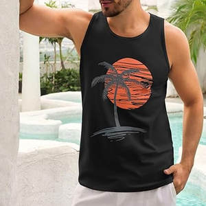 Camiseta sin mangas ligera transpirable para hombre, camiseta de compresión de algodón pesado para gimnasio, camiseta para correr sin mangas acanalada - Product Image 2