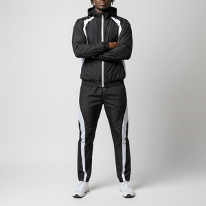 Conjunto de Chaqueta Cortavientos de Satén Reflectante Personalizada de Bajo Precio, Estilo Deportivo Informal de Nailon, de Secado Rápido para Hombre, de 2 Piezas - Product Image 3