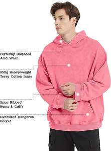 Sudadera con capucha de lavado ácido personalizada a la moda para hombres, ropa de calle Vintage de gran tamaño, suéter a granel, sudaderas con capucha, proveedor de fábrica de ropa - Product Image 5